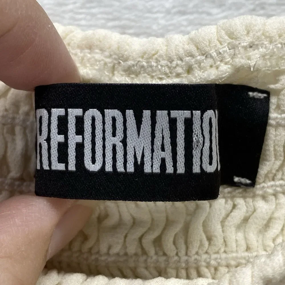 Reformation long sleeve‎ Smocked crop top Womens Small Y2K boho - flaw